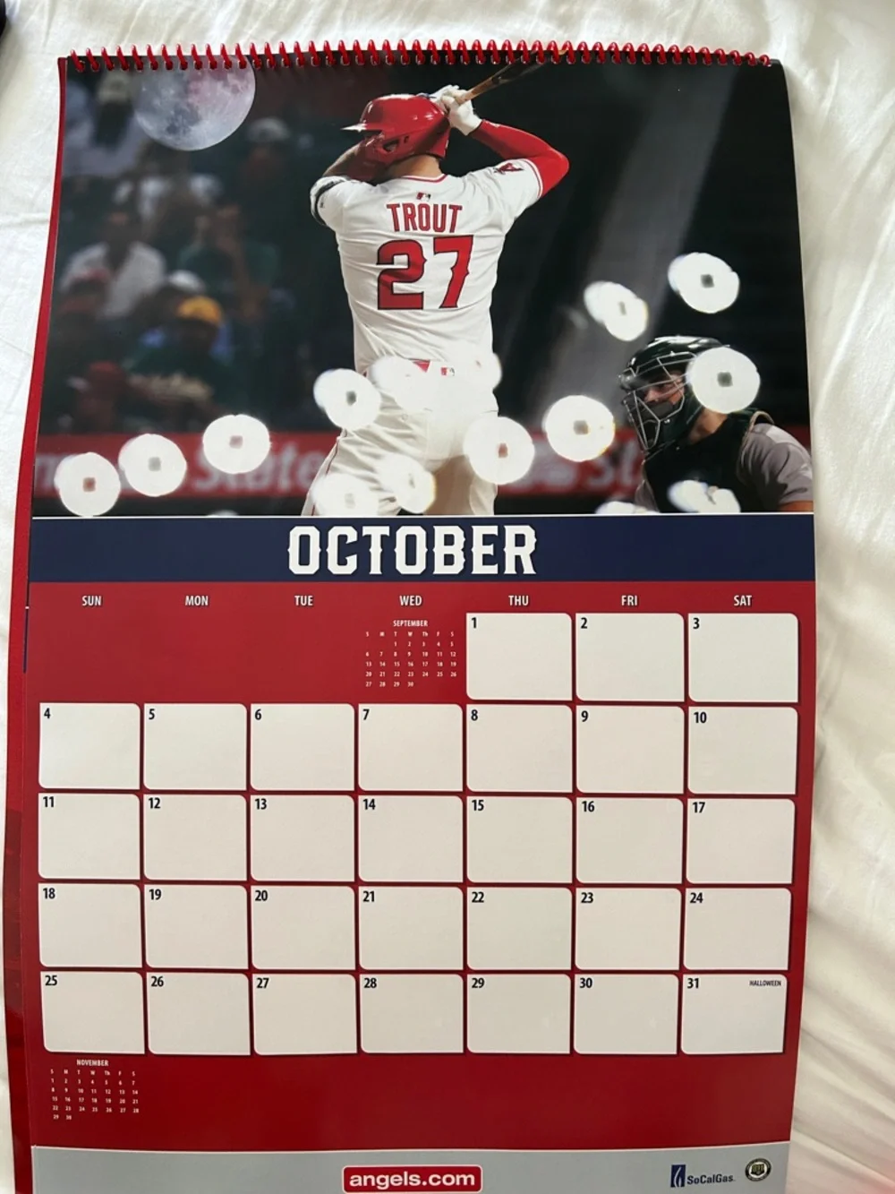 MLB Angels 2026 Calendar - Red and Navy April 2026 - March 2027